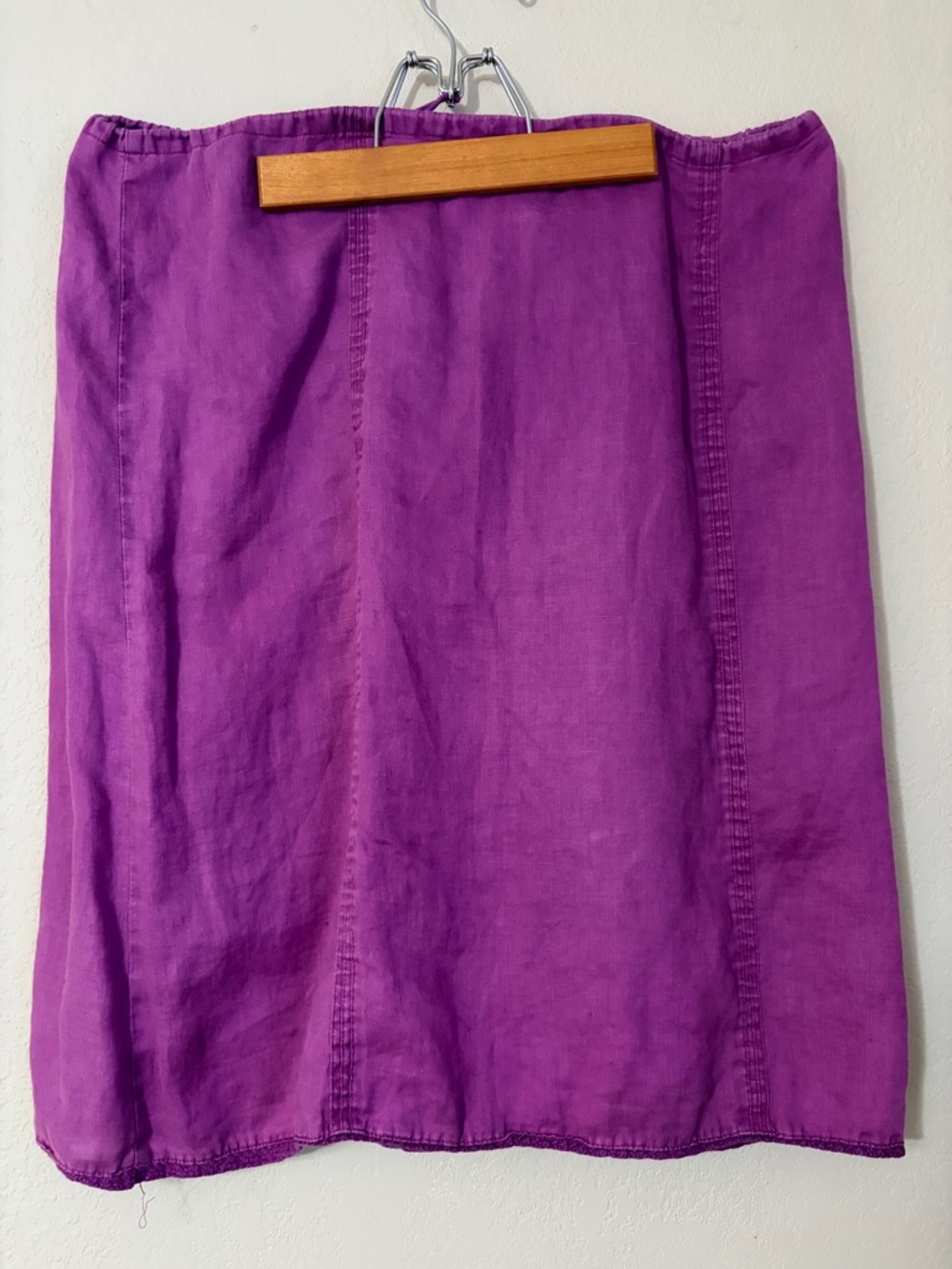 Ann Taylor LOFT Linen Midi Skirt Drawstring Waist Pockets Panel Stitch sz 10 - Picture 5 of 11